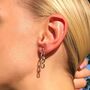 Gunmetal Silver Plated Curb And Trace Chain Earring, thumbnail 4 of 10