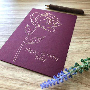 Personalised Peony Birthday Gold Foil Card, 10 of 10