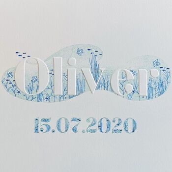 Personalised Under The Sea Name And Date Art, 2 of 4
