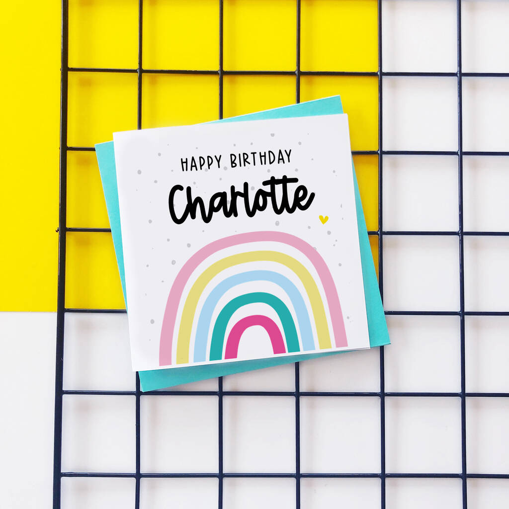 Personalised Rainbows And Spots Birthday Card