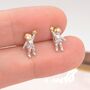 Sterling Silver Extra Tiny Spaceman Astronaut Stud Earrings, thumbnail 3 of 12