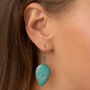 Gunmetal And Blue Aztec Design Earrings, thumbnail 2 of 3
