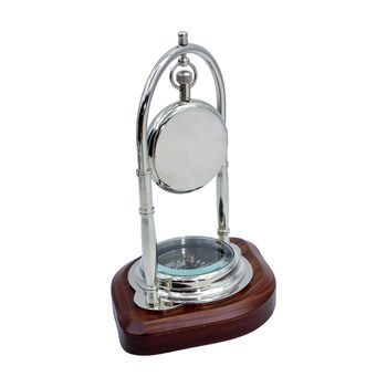 Personalised Chrome 1st Anniversary Desk Clock With Compass, 8 of 10
