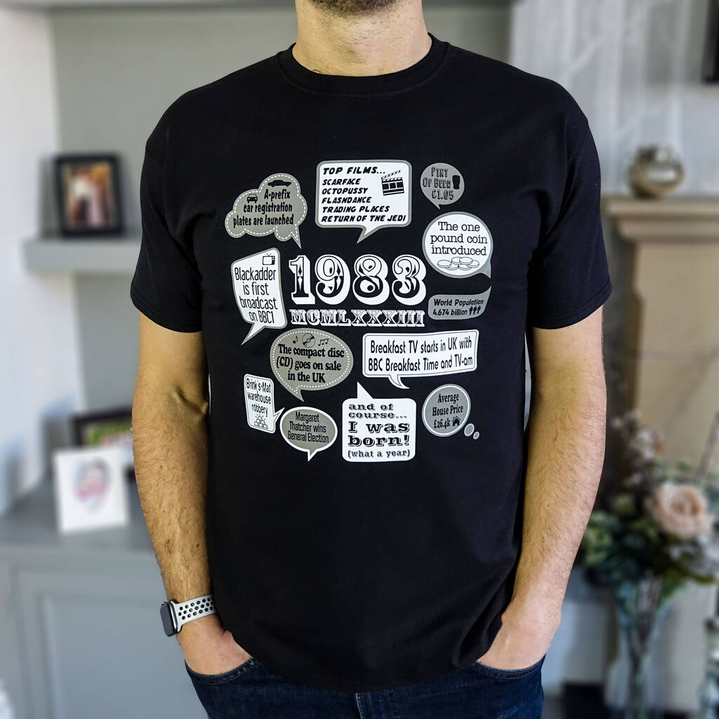 'Events Of 1983' 40th Birthday Gift T Shirt, 1 of 5