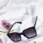 Black Full Lens Cat Eye Point Sunglasses, thumbnail 3 of 6