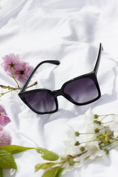 Black Full Lens Cat Eye Point Sunglasses, 3 of 6