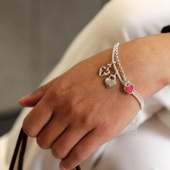 Personalised Sterling Silver Heart Charm Bracelet, 4 of 10