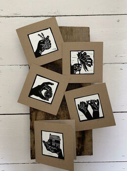 Interlocked Hands Linocut Greetings Card, 10 of 10