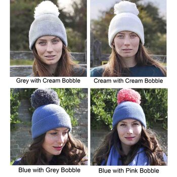 Soft Cashmere Women's Winter Pom Bobble Hat Gift Wrap, 4 of 8