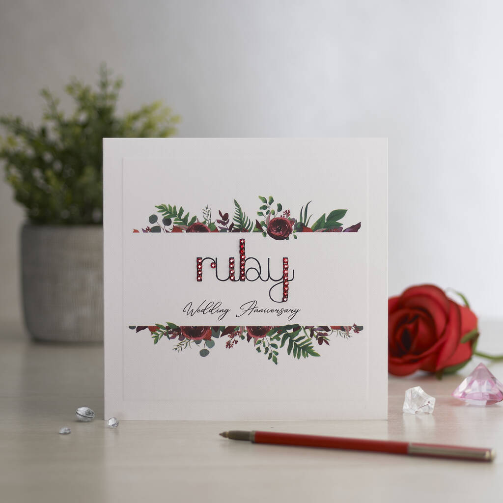 Handmade Ruby Wedding Anniversary Card