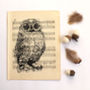 Owl Screen Print On Vintage Sheet Music, thumbnail 6 of 6
