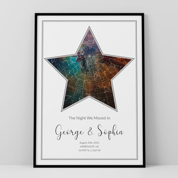 The Night We Moved In Personalised Star Map Print New Home Gift, 4 of 12