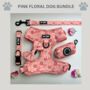 Pink Floral Dog Harness Set, thumbnail 1 of 8