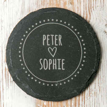 Personalised Pair Of Couples Slate Coasters, 2 of 4
