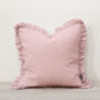 Blush Pink Linen Ruffle Cushion, thumbnail 2 of 2