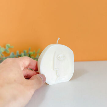 Minimalist Oval Face Soy Wax Pillar Candle, 6 of 6