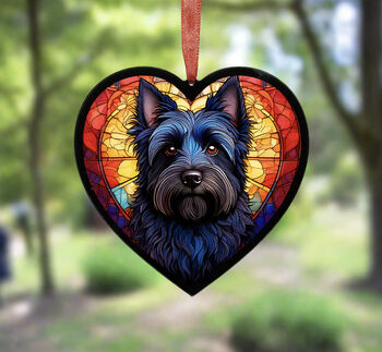 Cairn Terrier Stained Glass Effect Heart Suncatcher, 4 of 7