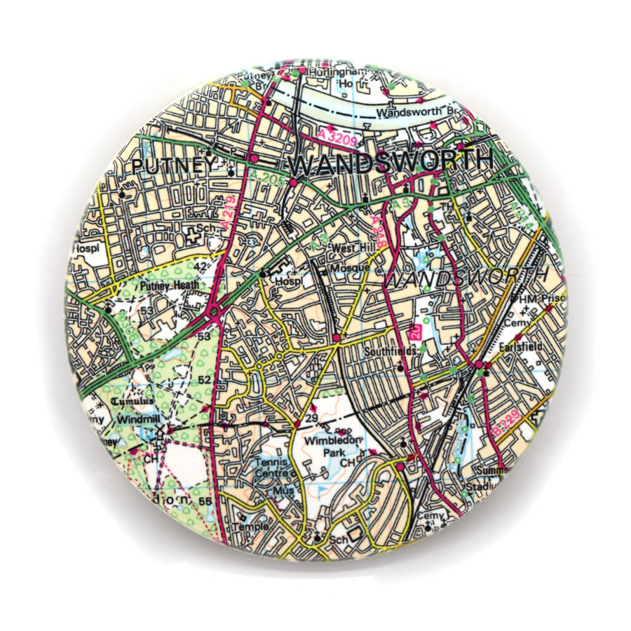Personalised Location UK Postcode Map Drinks Coaster By Pushka Home ...