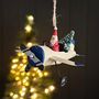 Santa Flying A Plane Hanging Christmas Decoration, thumbnail 1 of 3