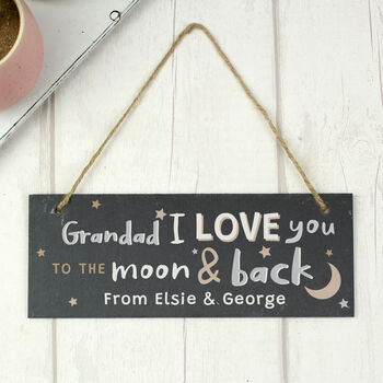 Personalised To The Moon And Back Hanging Slate Plaque, 3 of 4