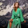 Origami And Hokusai Wave Embroidered Island Green Long Kimono, thumbnail 6 of 12