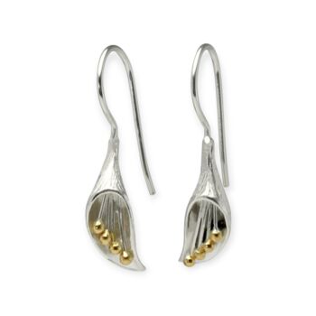 Calla Lily Drop Earrings In Sterling Silver, 2 of 7