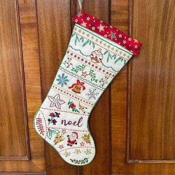 Christmas Festive Hand Embroidery Stocking Kit, 3 of 6