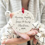 Personalised Mummy, Daddy And Bump Christmas Decoration, thumbnail 4 of 6