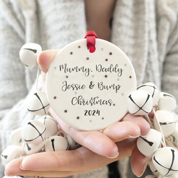 Personalised Mummy, Daddy And Bump Christmas Decoration, 4 of 6