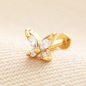 Sterling Silver Crystal Butterfly Piercing Earring, 7 of 7