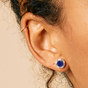 Maya Lapis Lazuli Stud Earrings Silver Or Gold Plated, 2 of 11
