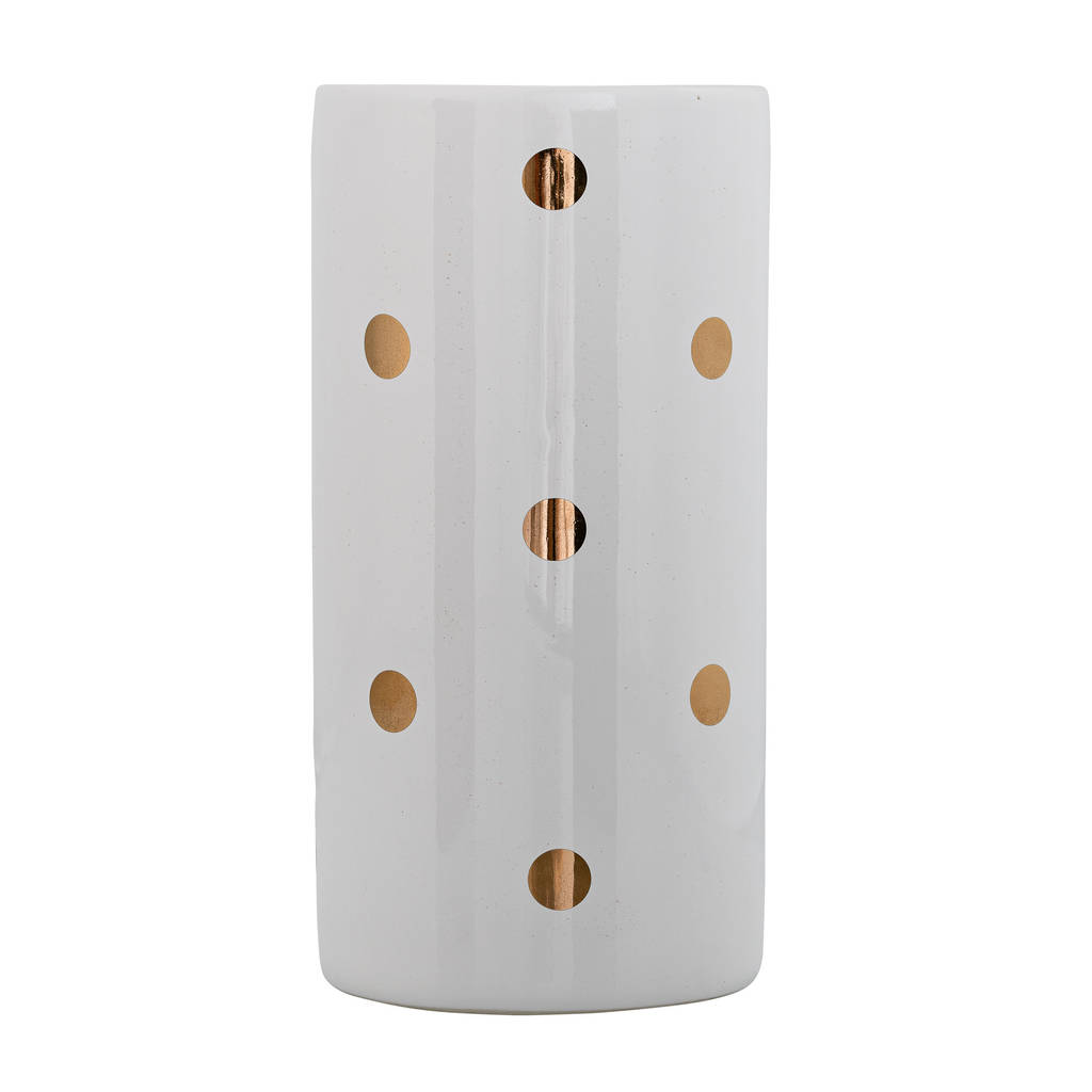 Bloomingville Vase, White With Gold Dots By Out There Interiors