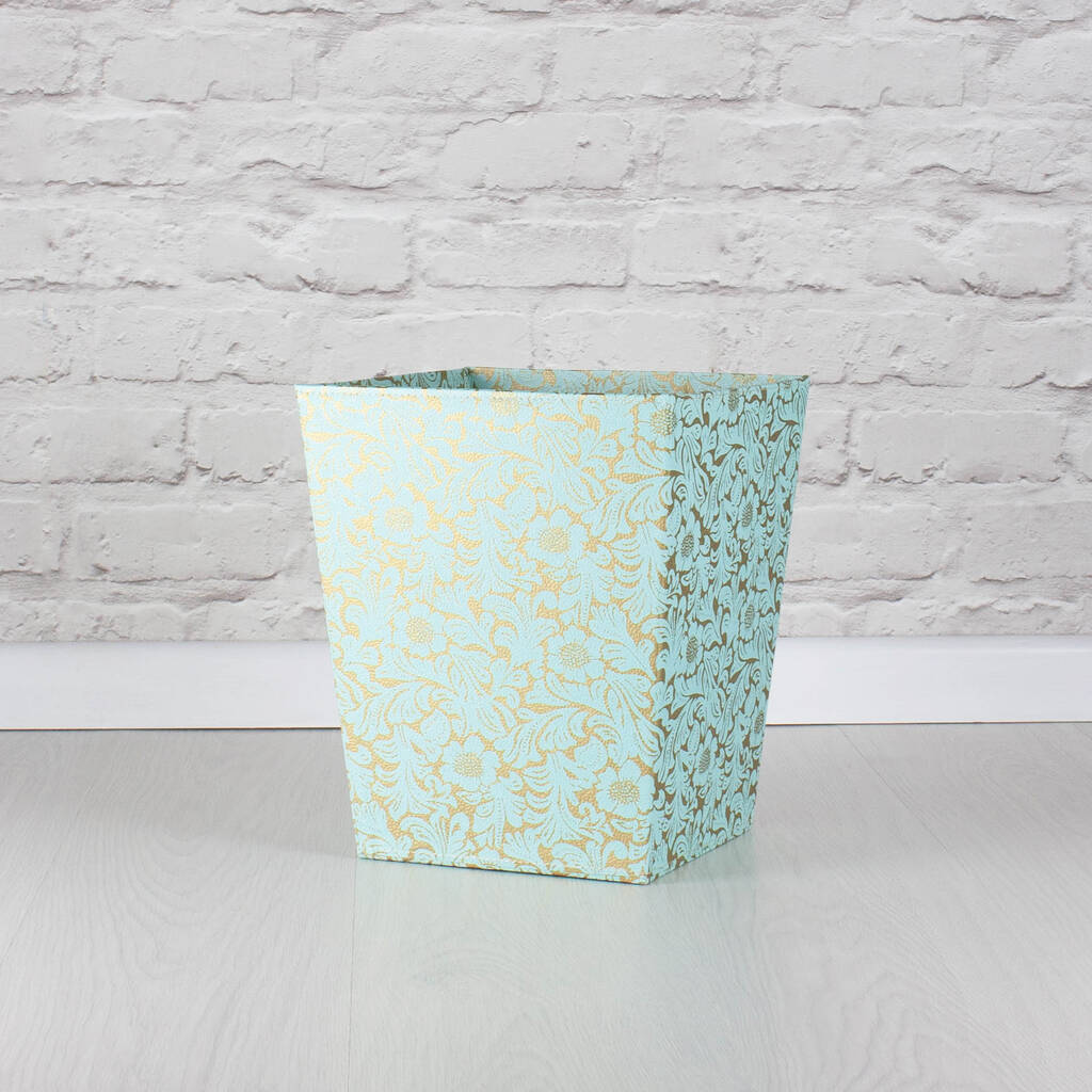 Large Recycled Gold Floral Waste Paper Bin By Heart & Parcel