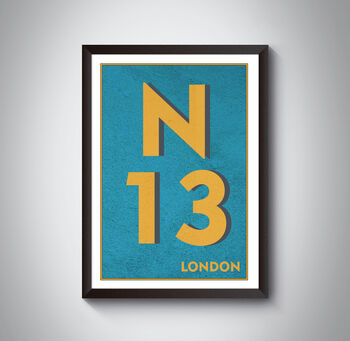 N13 Palmer's Green London Postcode Typography Print, 6 of 10
