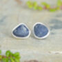 Raw Sapphire Stud Earrings In Sterling Silver, thumbnail 1 of 3