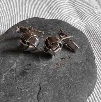 Sterling Silver Woven Knot Cufflinks, 4 of 6