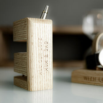 Modern Luxury Oak Pen Holder Storage Personalised Gifts, 8 of 9