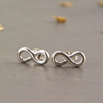 Dainty Sterling Silver Infinity Knot Stud Earrings, 4 of 10