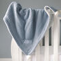 Personalised Dusty Blue Cable Knit Pom Pom Blanket, thumbnail 3 of 10