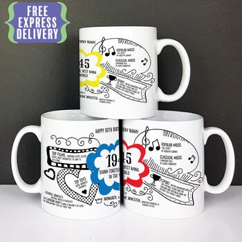 80th Birthday Gift Personalised 1945 Mug, 9 of 10