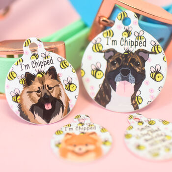 Cute Dog ID Name Tag Personalised Bumble Bees, 4 of 11