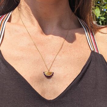 The Fan Lapis Lazuli Pendant Necklace, Gold Plated, 2 of 9