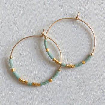 Large Fair Trade Ocean Inspired Delica Hoop Earrings, 9 of 12