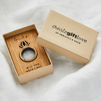 Personalised Wood Proposal Engagement Ring, 3 of 3