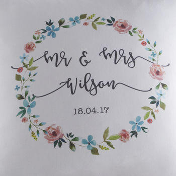 Floral Personalised Wedding Cushion, 2 of 5