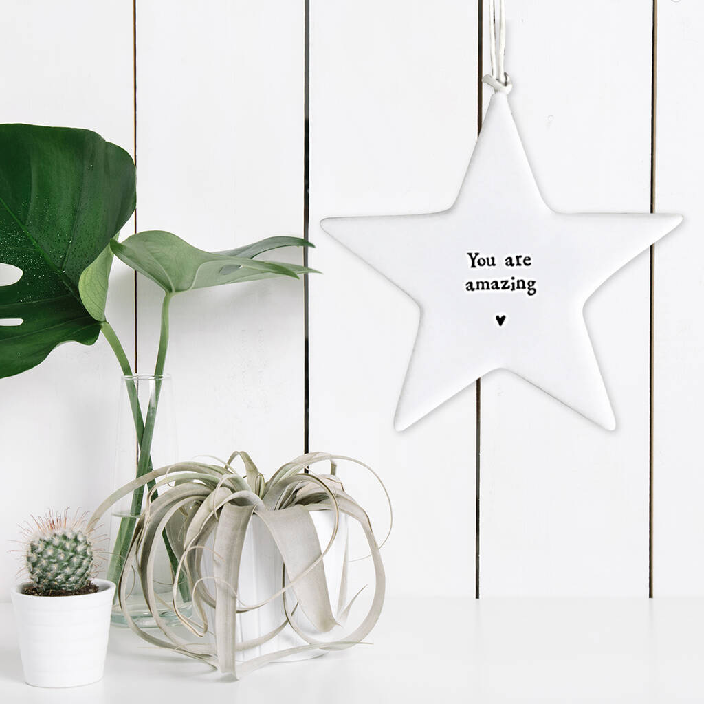 'You Are Amazing' Porcelain Hanging Star Token Gift
