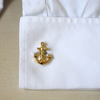 Anchor Gold Cufflinks Gift Captaion 316 L Stainless Steel, 2 of 6