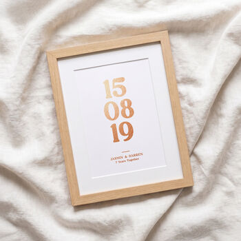 Special Date Foiled Copper Anniversary Print, 2 of 4