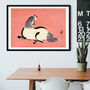 Japanese Horse Print On A Red Background, thumbnail 2 of 3