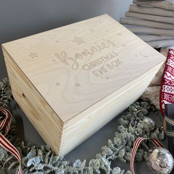 Personalised Luxury Pine Christmas Eve Box, 2 of 12